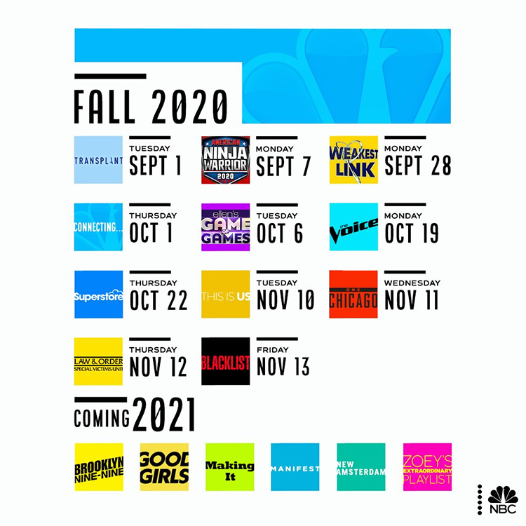 برنامه پخش شبکه NBC برای پاییز 2020