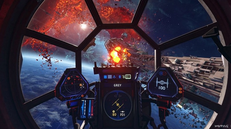 تصویری از داخا کابین یک سفینه فضایی در بازی  Star Wars: Squadrons