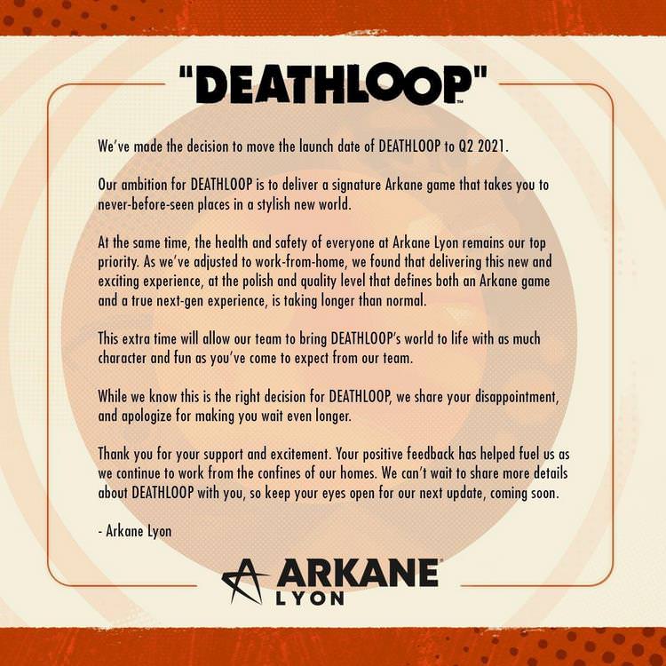 نامه استودیو آرکین به مناسبت تاخیر در عرضه بازی Deathloop