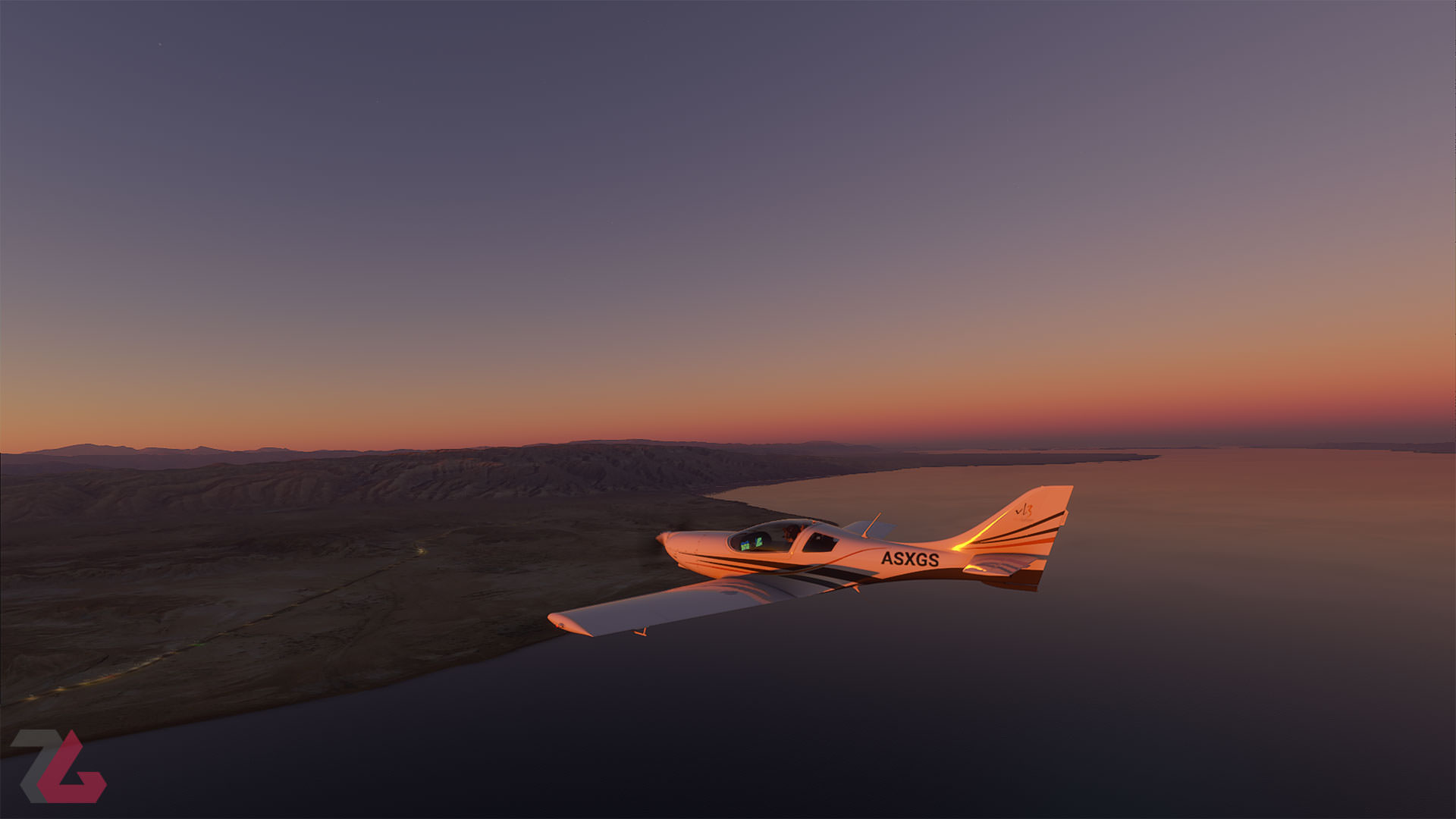 غروب آفتاب در بازی Microsoft Flight Simulator