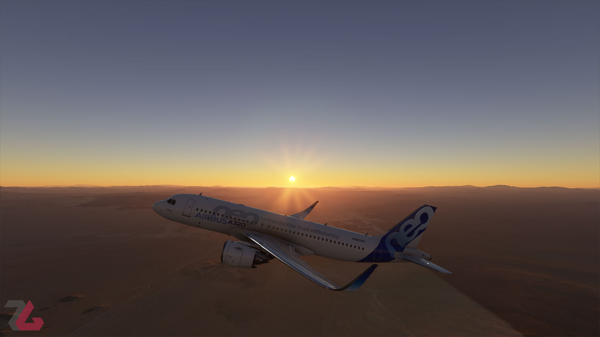 خلبانی در محیط کویری با هواپیما ایرباس در Microsoft Flight Simulator