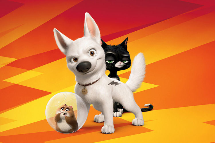 بولت، رعد و برق قرمز و نارانجی، همستر بامزه و گربه سیاه در انیمیشن Bolt والت دیزنی