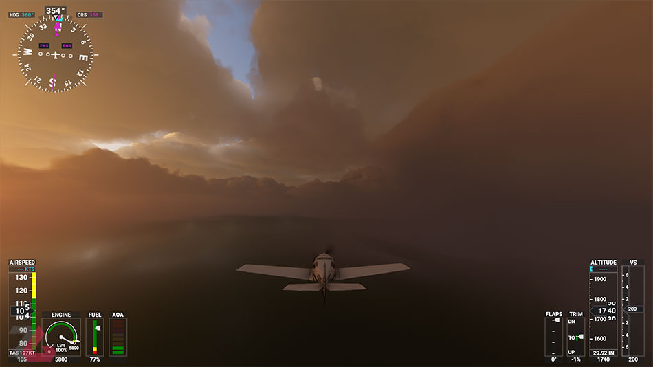 پرواز در محیط مه‌آلود و چشم نواز در بازی  Microsoft Flight Simulator