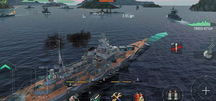نبرد کشتی ها در اقیانوس در بازی World of Warships Blitz