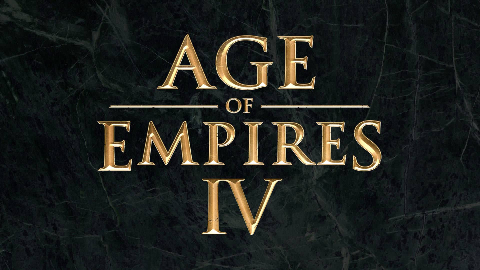 لوگو بازی Age of Empires 4 با رنگ طلایی روی بک گراند مشکی