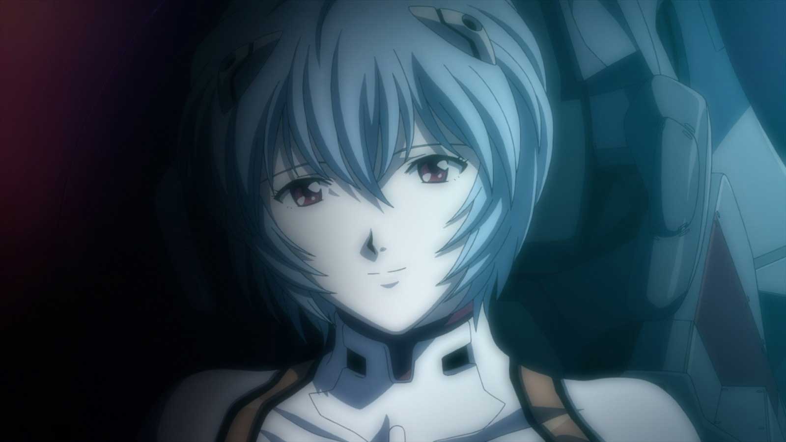 دختر جنگجو با موهای آبی و لباس سفید در انیمه Neon Genesis Evangelion