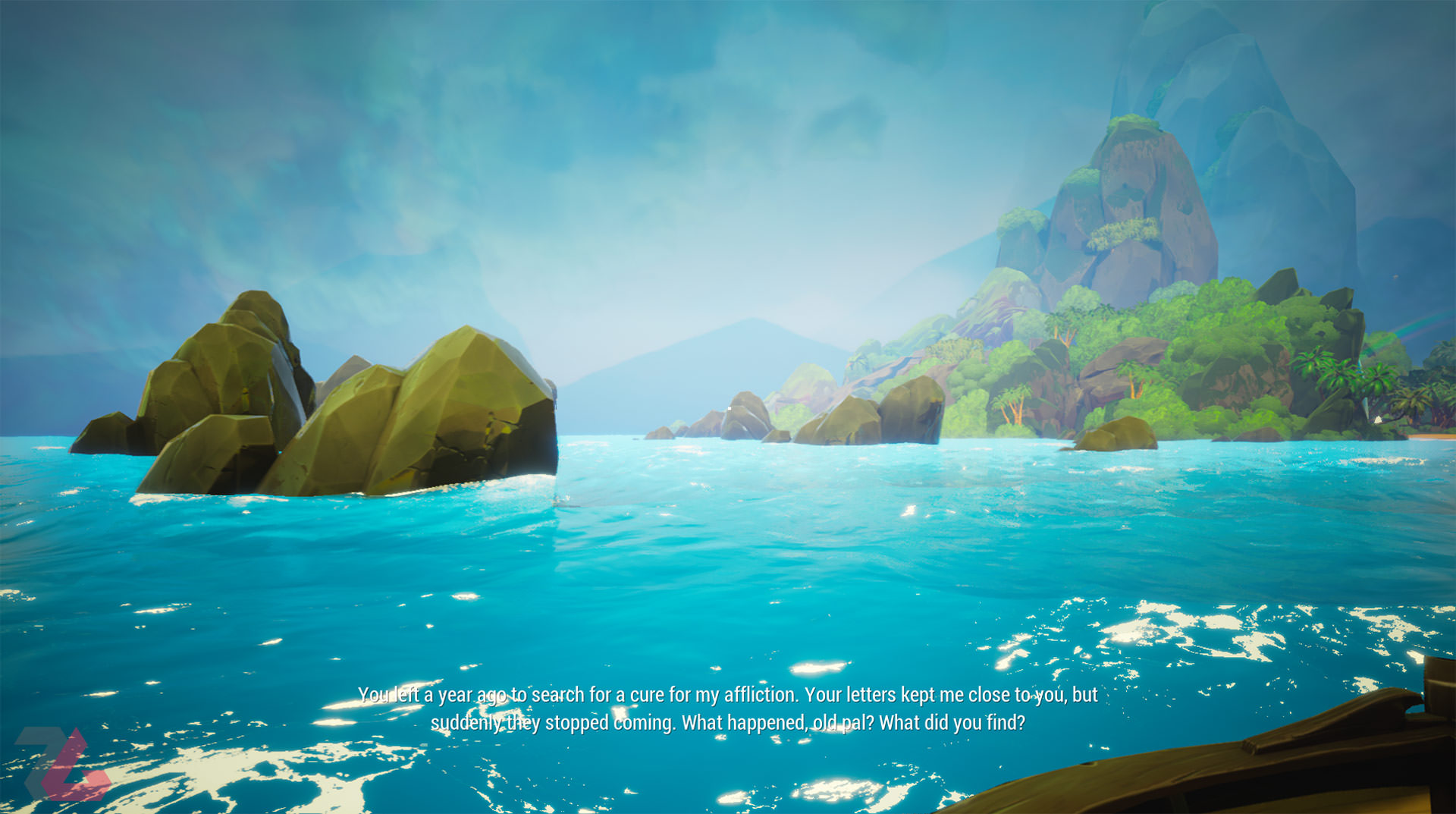 جزیره بزرگ میان آب‌ها در برابر چشمان شخصیت اصلی در بازی Call of the Sea