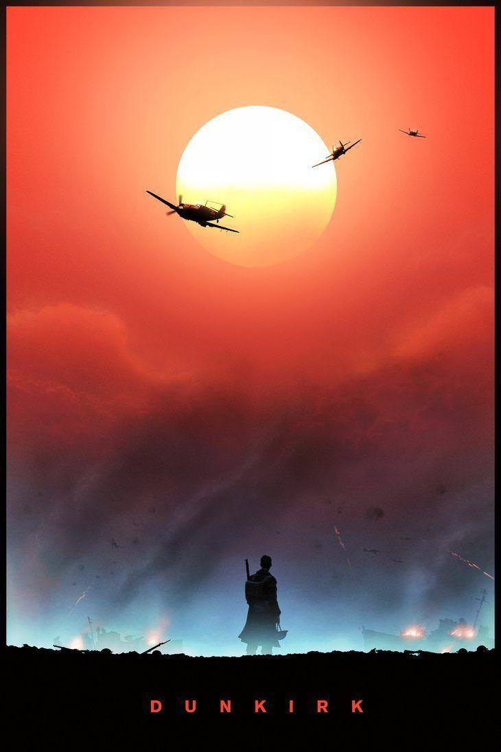 پوستر فیلم dunkirk و هواپیماهایی جلوی خورشید