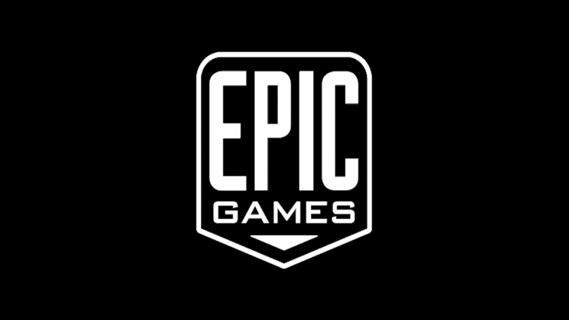 لوگو اپیک گیمز / Epic Games با رنگ سفید روی بک گراند سیاه