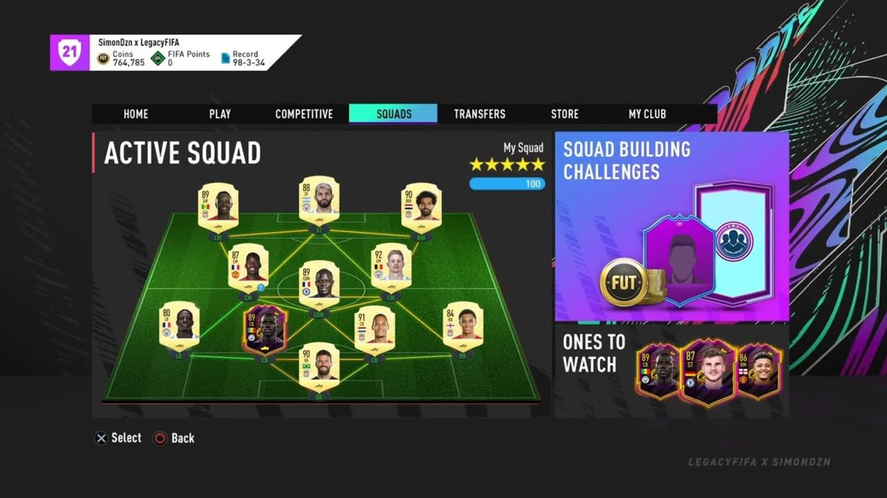 منوهای بخش Ultimate Team بازی FIFA21