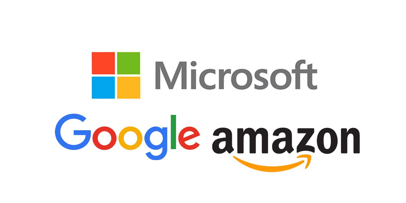 لوگو شرکت های مایکروسافت گوگل و آمازون
