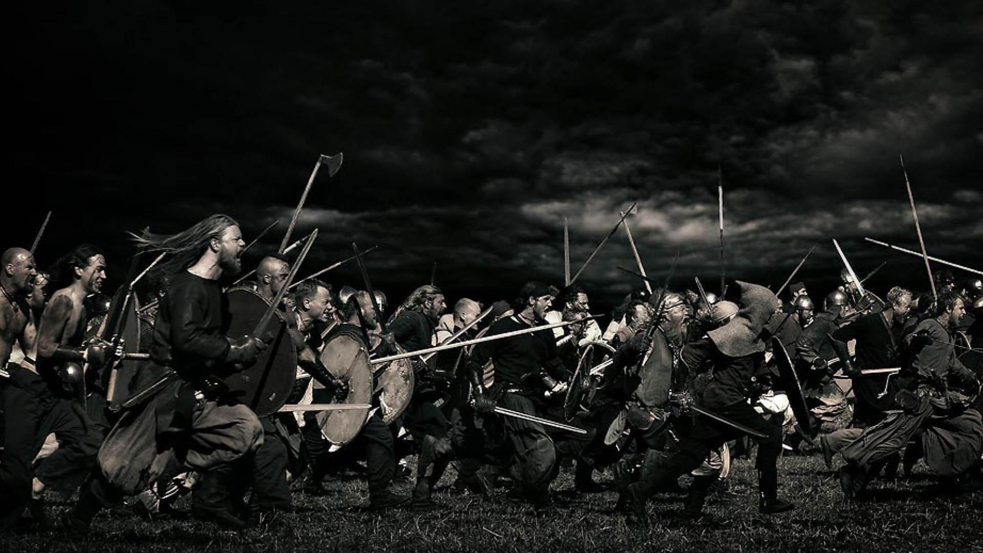 An edited image of a battle in the Vikings series