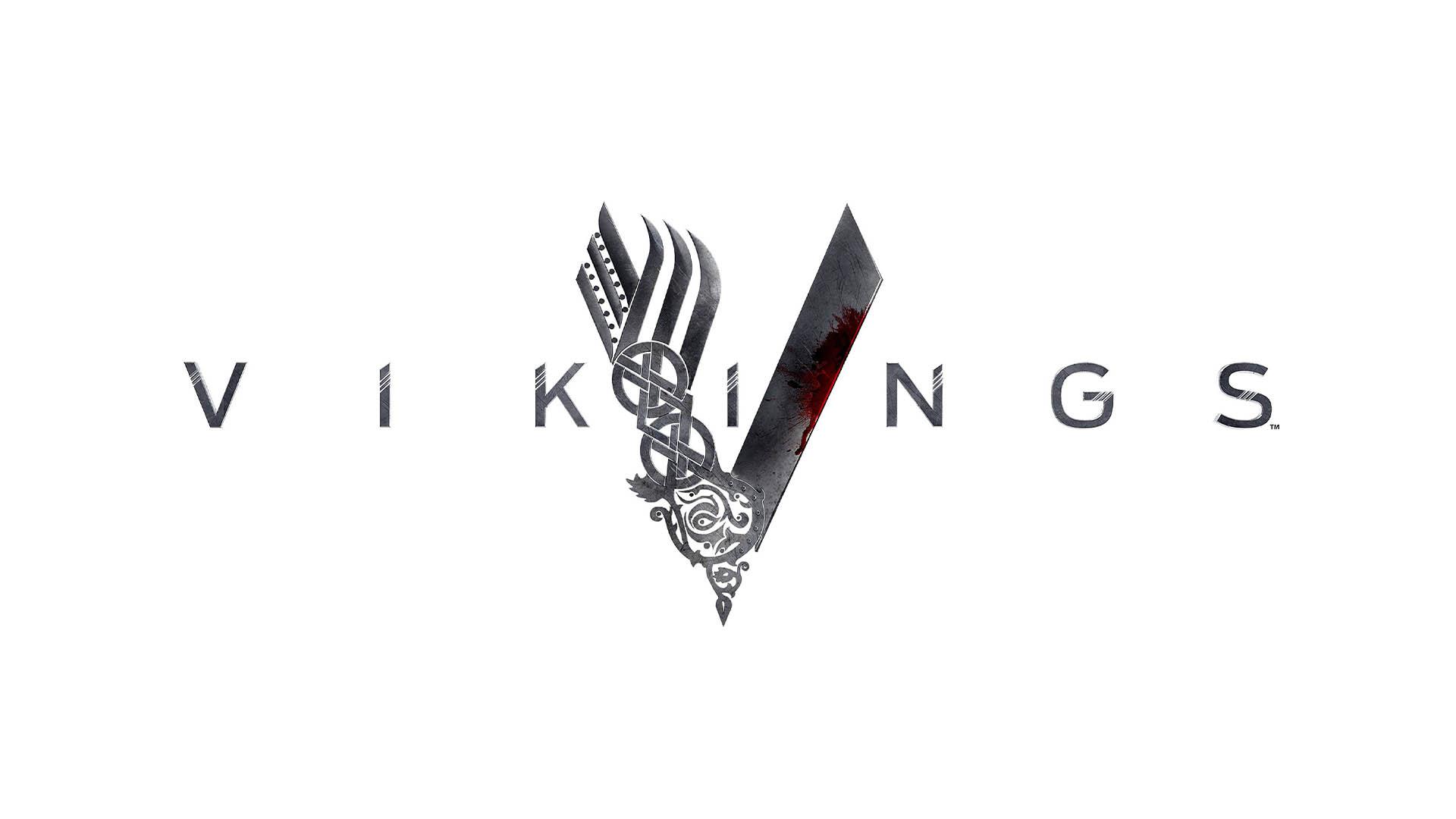 لوگو و نام سریال vikings در تصویری سفید
