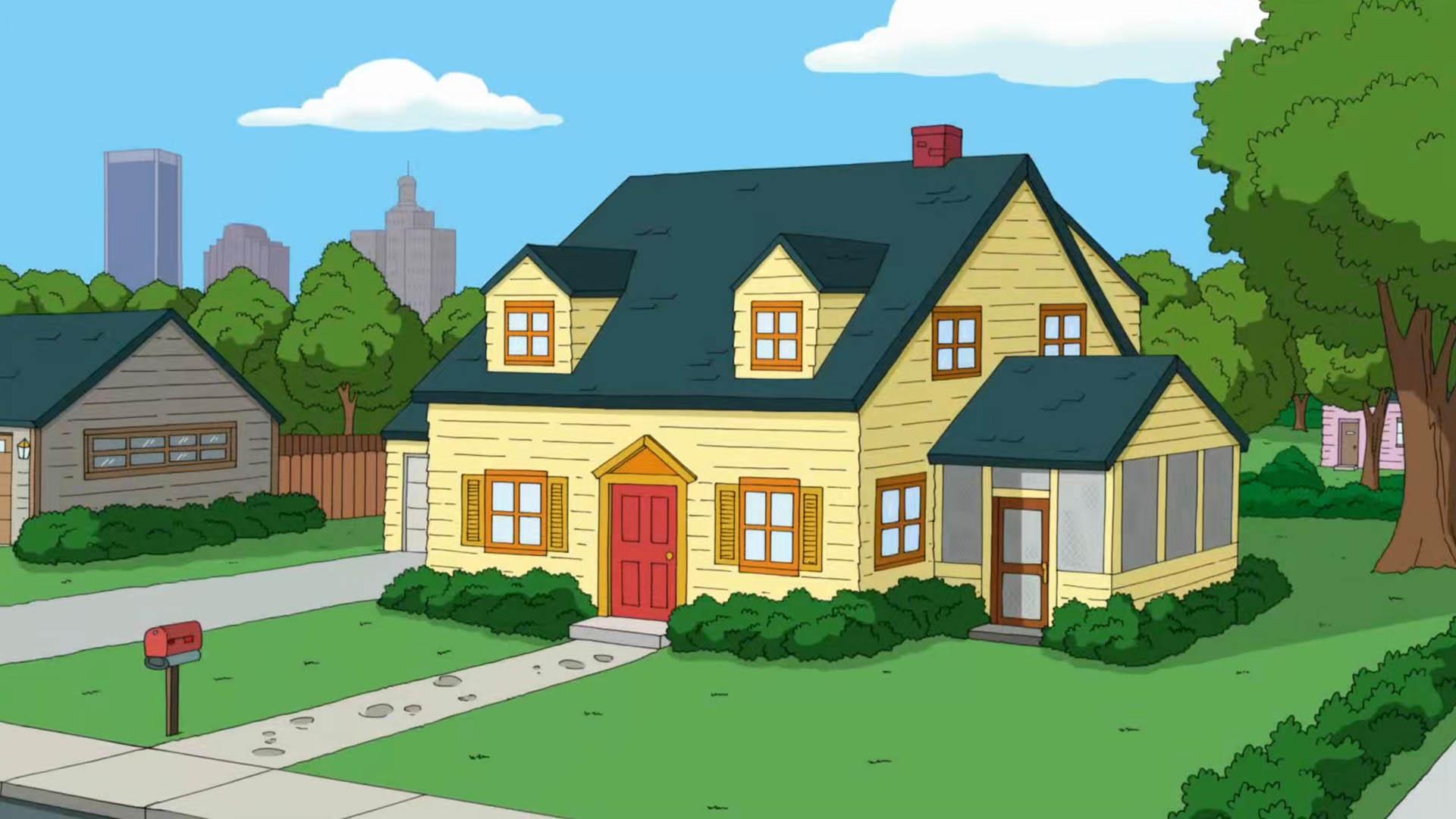 نمایی از خانه خانواده گریفین در شهر کوهاگ در سریال Family Guy