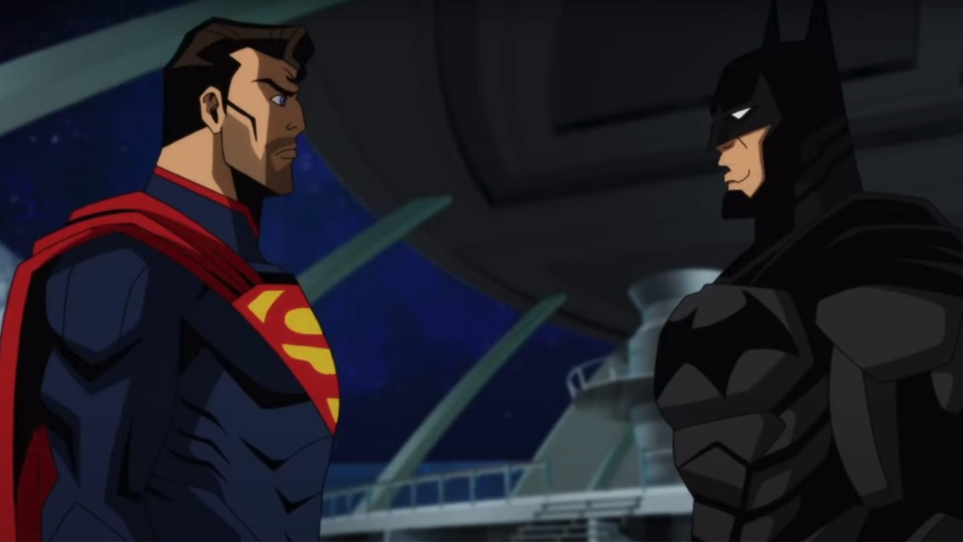 بتمن و سوپرمن در حال صحبت در انیمیشن Injustice