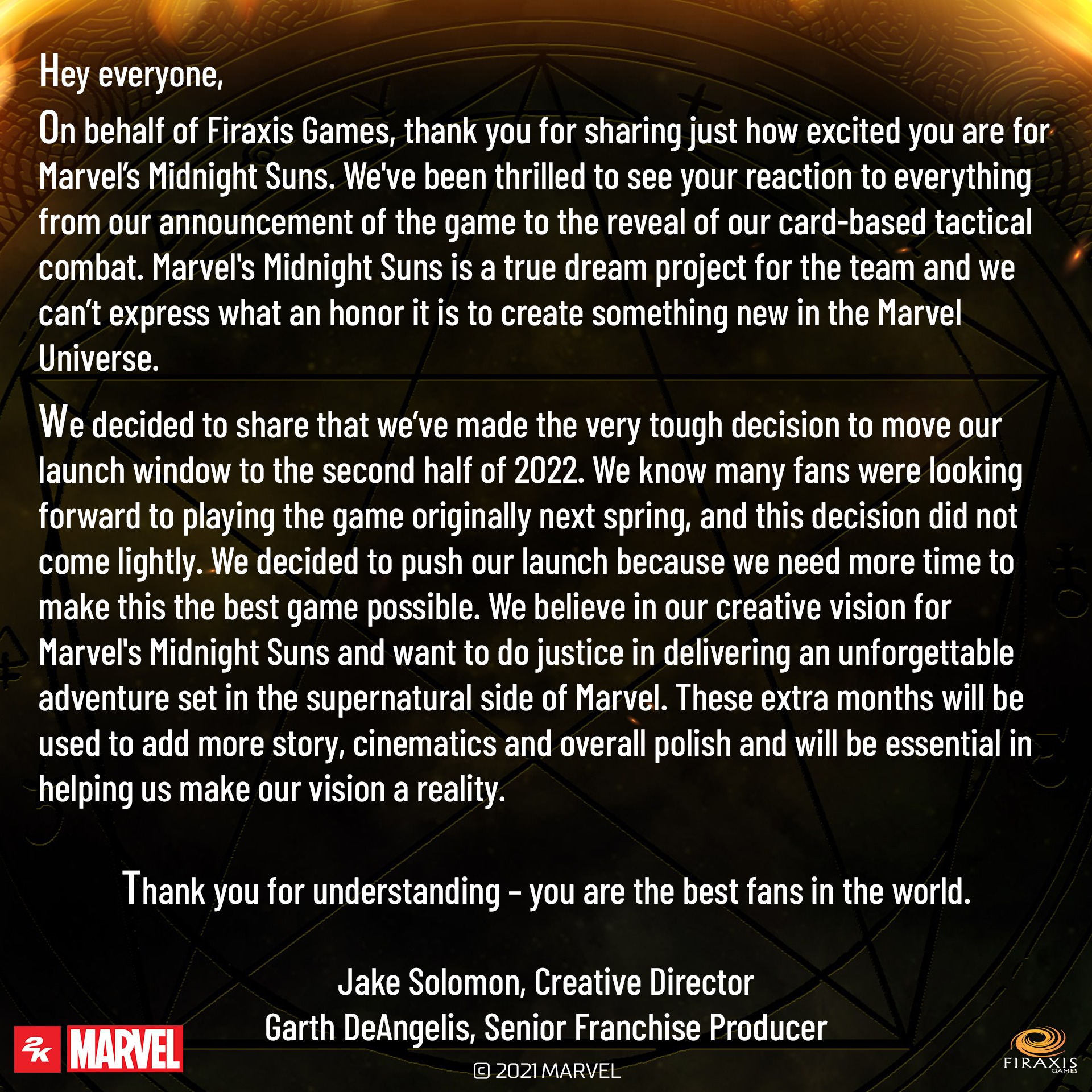 بیانیه فیراکسیس گیمز برای تأخیر بازی Marvel’s Midnight Suns