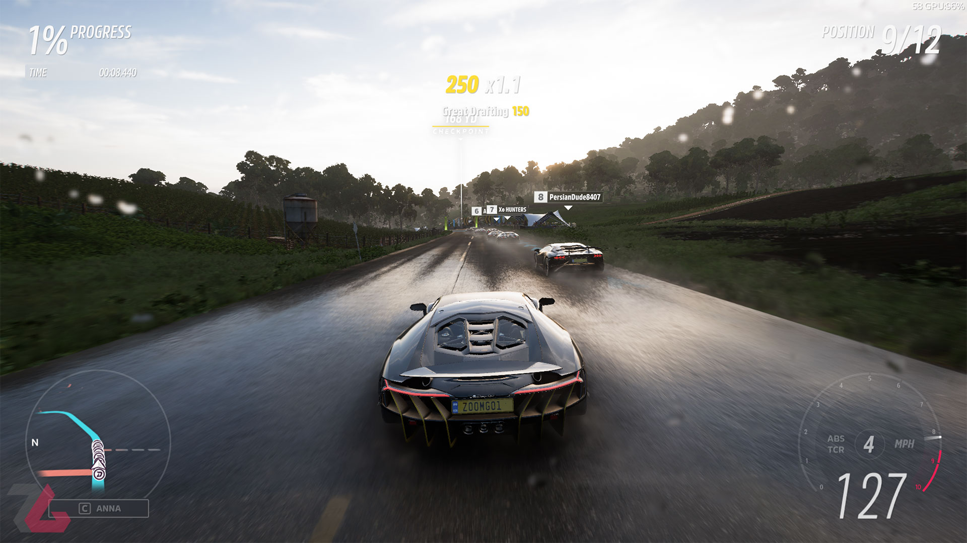 مسابقه با لامبورگینی در هوای بارانی Forza Horizon 5