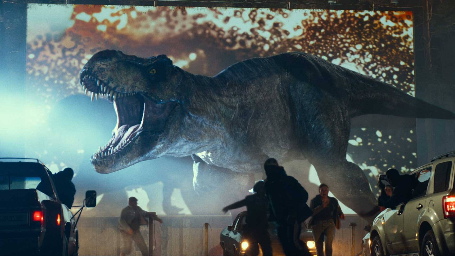 ورود تی رکس به سینما روباز در فیلم Jurassic World Dominion