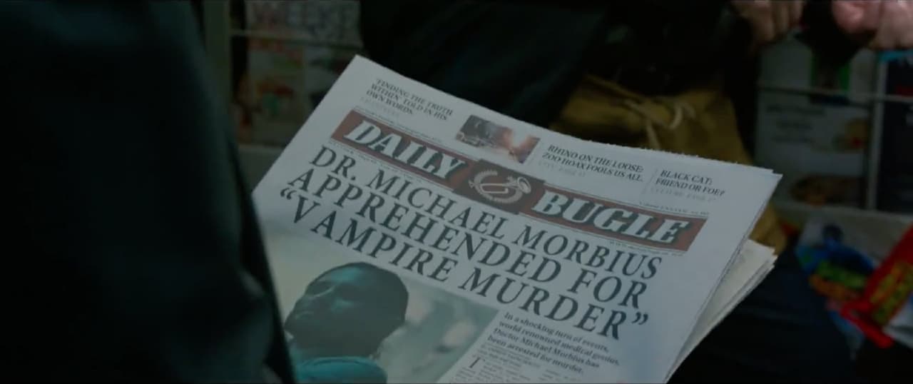 نام بلک کت و راینو در صفحه روزنامه دیلی بیوگل در ویدیو جدید فیلم Morbius