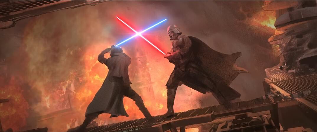 مبارزه اوبی وان کنوبی و دارث ویدیو در کانسپت آرت سریال Obi-Wan Kenobi