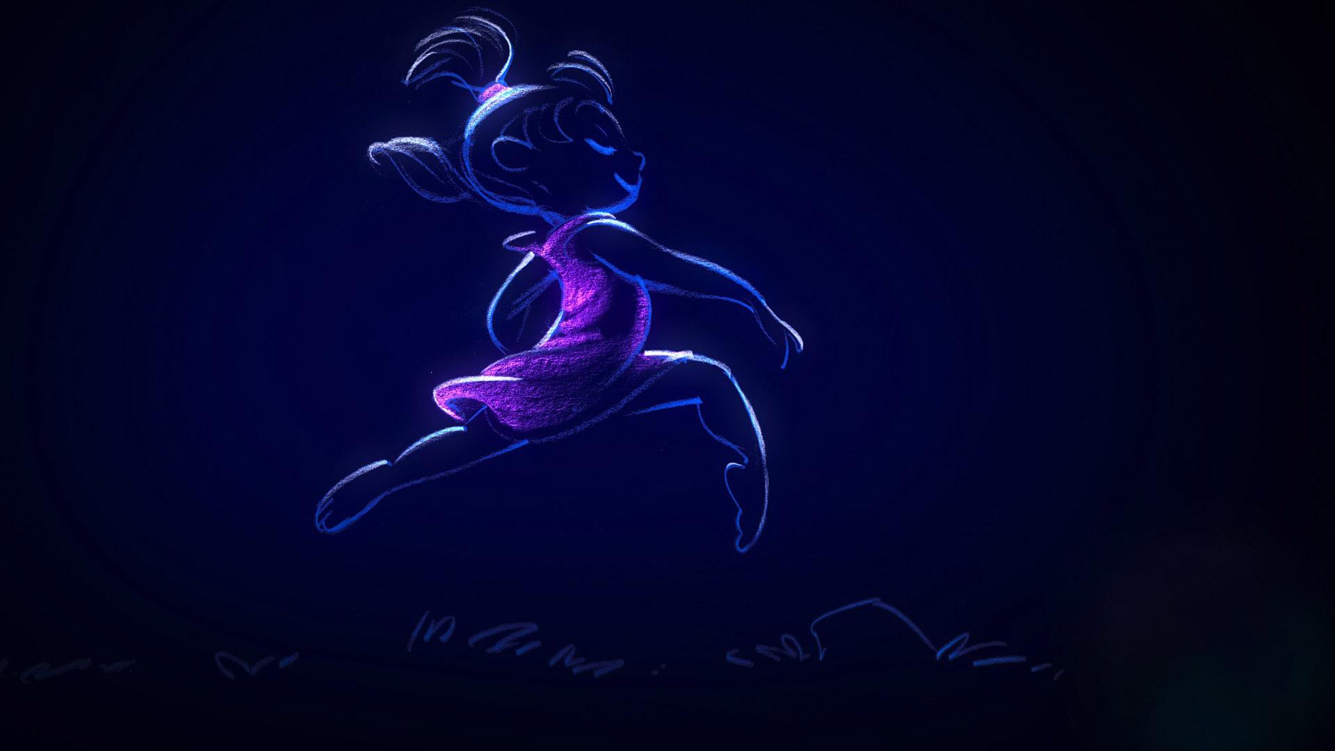 دختری در حال دویدن و پریدن در انیمیشن Duet