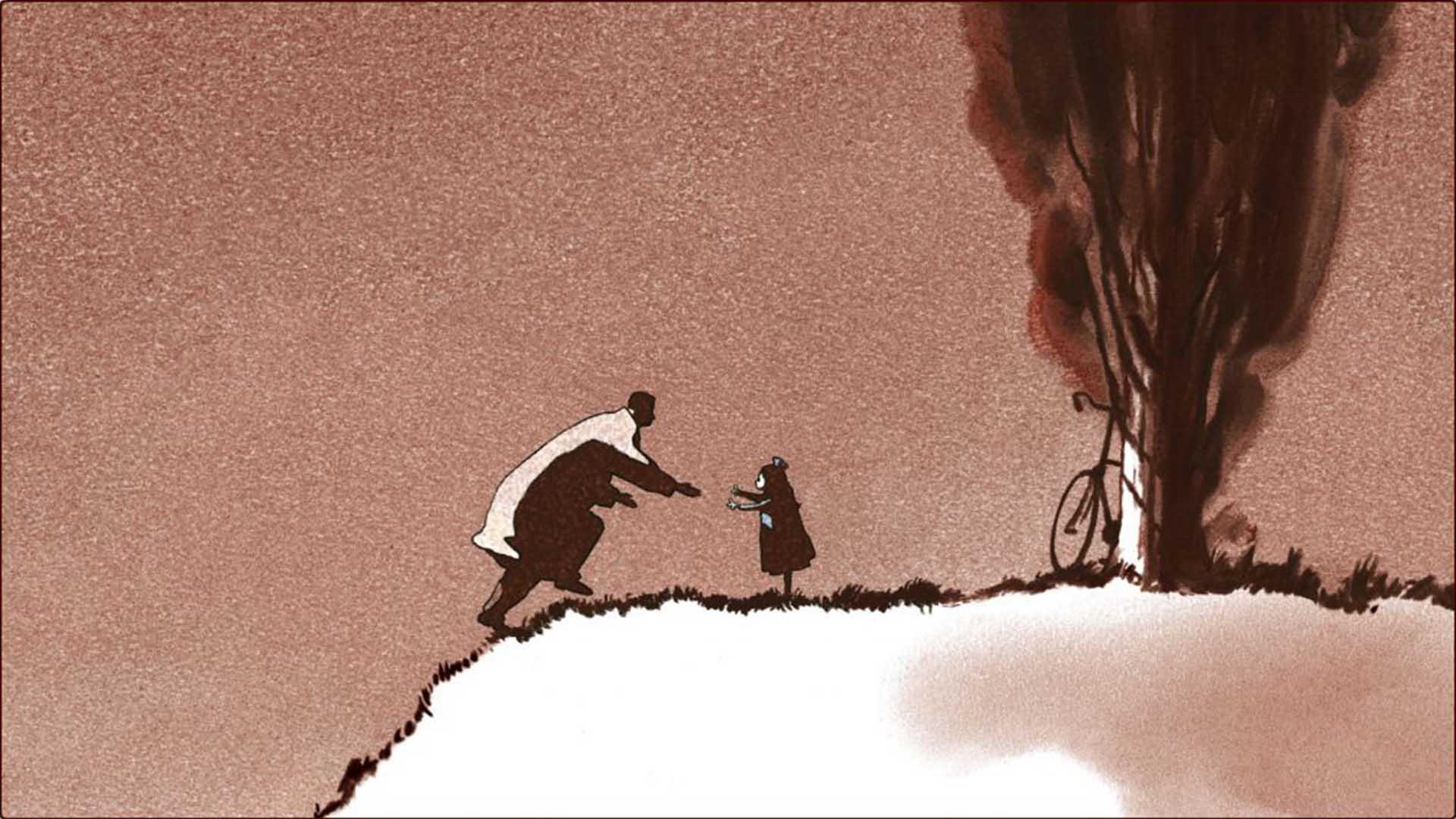 پدر و دختری در حال وداع با یکدیگر در انیمیشن کوتاه Father and Daughter