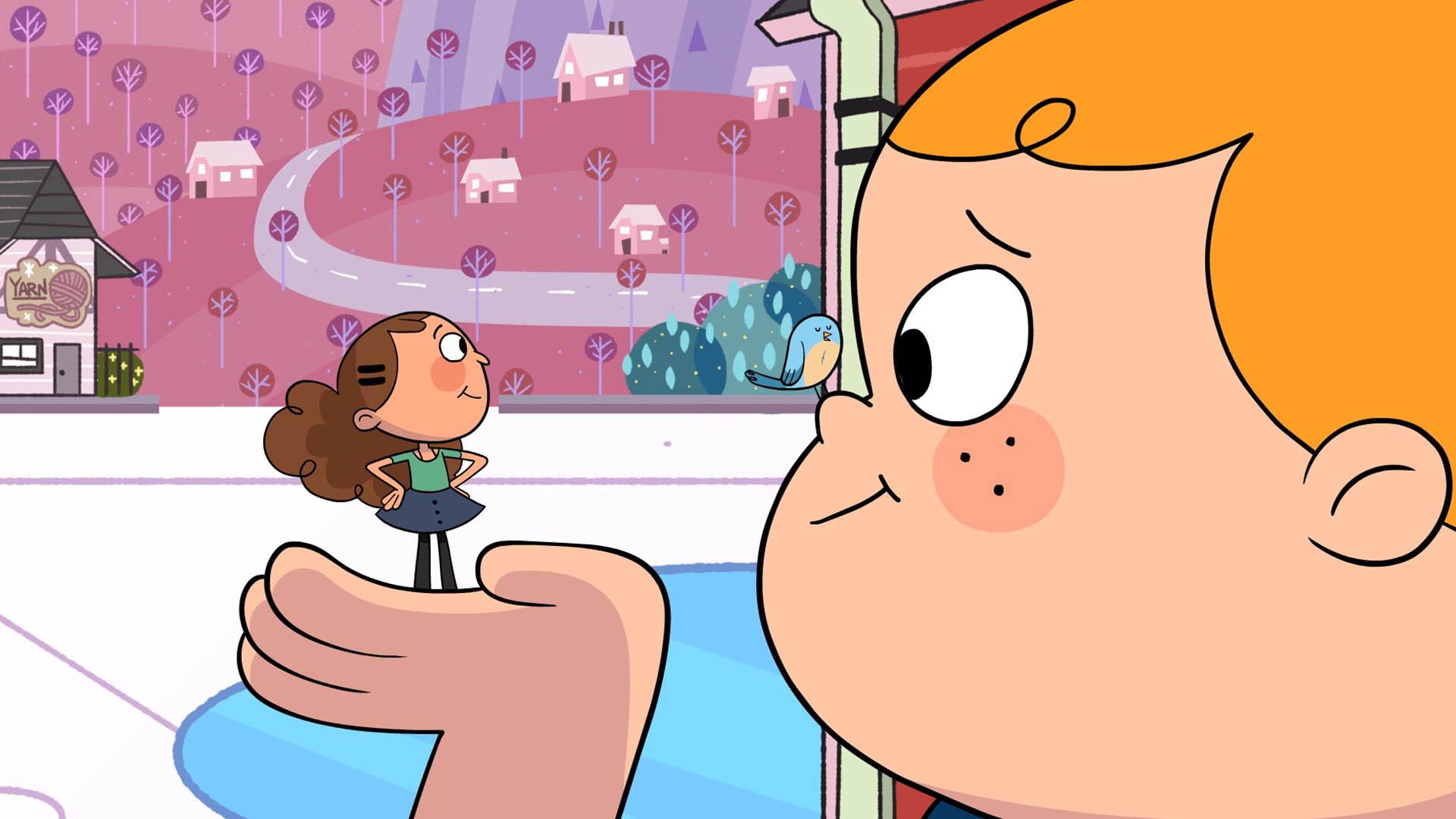 شخصیت گلدی در حال صحبت کردن با دوست کوچک خود در انیمیشن Goldie