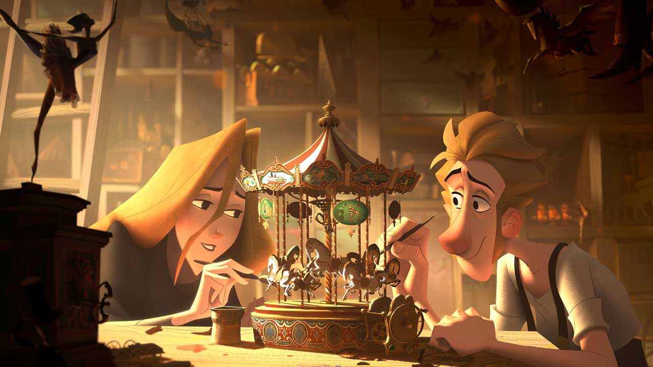 انیمیشن Klaus و دو شخصیت مشغول نگاه مهربانانه به یکدیگر