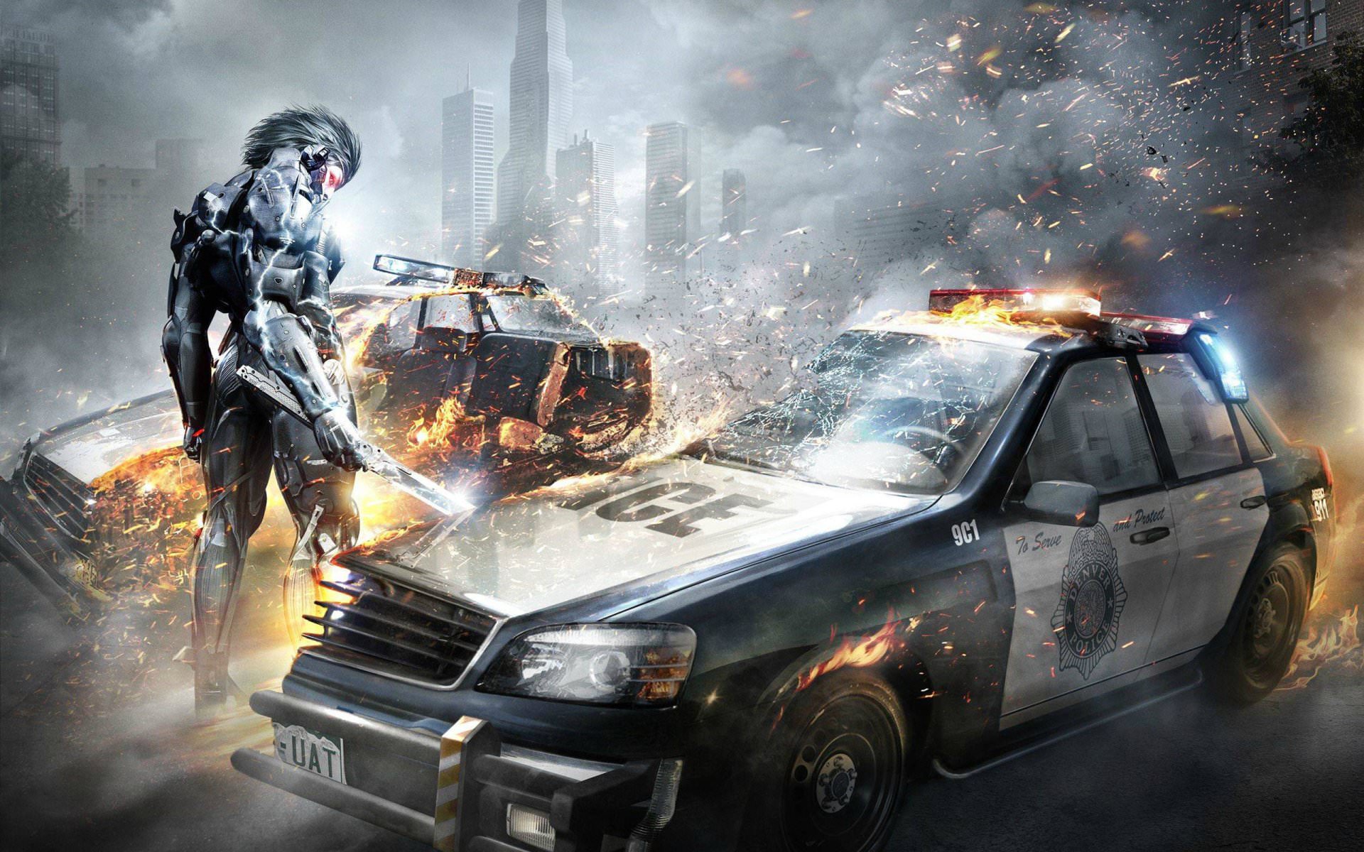 بریدن ماشین پلیس در بازی Metal Gear Rising: Revengeance