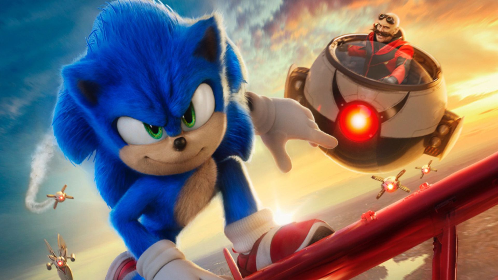 سونیک و جیم کری در فیلم Sonic the Hedgehog 2