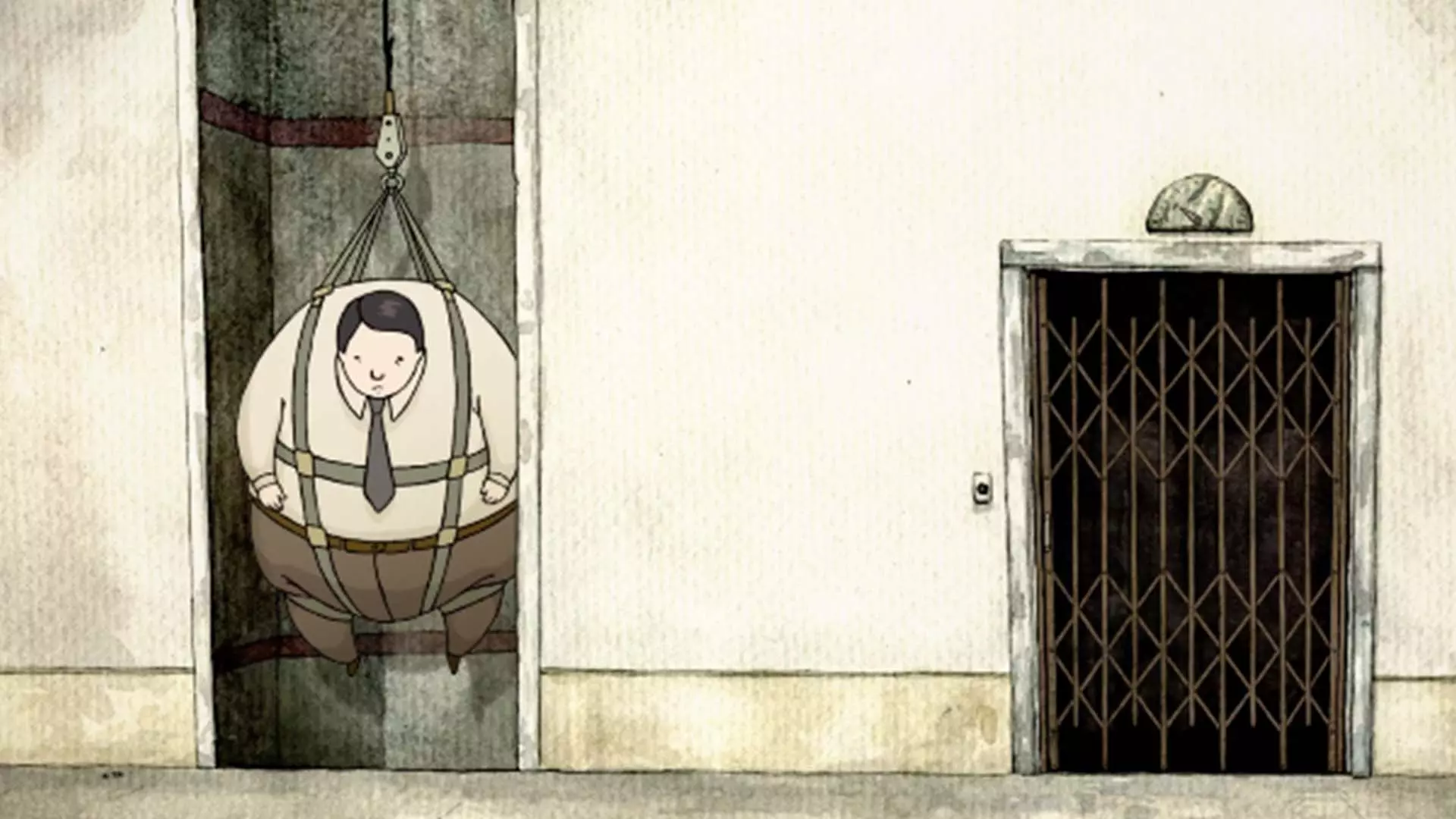 در انیمیشن کوتاه The Employment یک مرد چاق وظیفه یک آسانسور را دارد