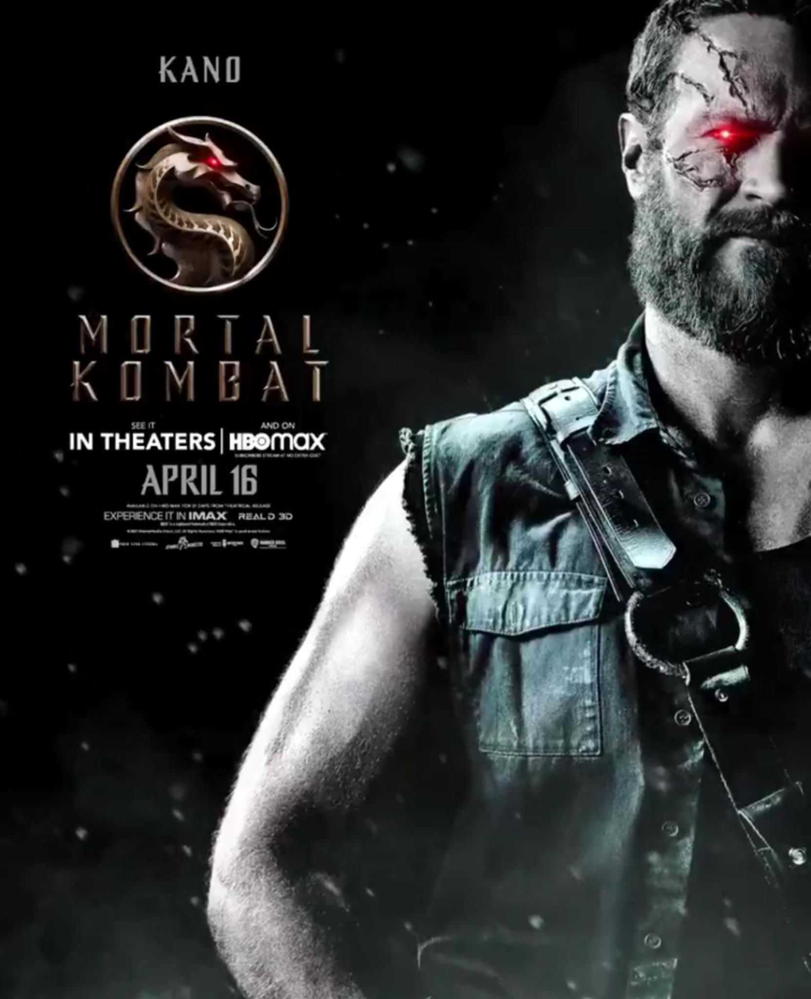جاش لاوسون در نقش کانو در پوستر فیلم Mortal Kombat