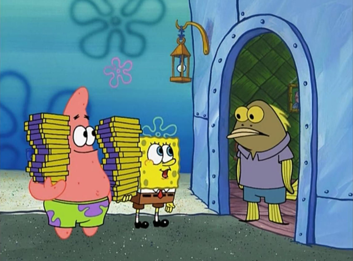 باب اسفنجی و پاتریک شکلات می‌فروشند