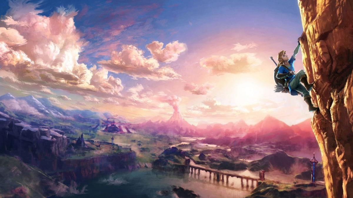 لینک در حال بالا رفتن از کوه در بازی The Legend of Zelda: Breath of the Wild