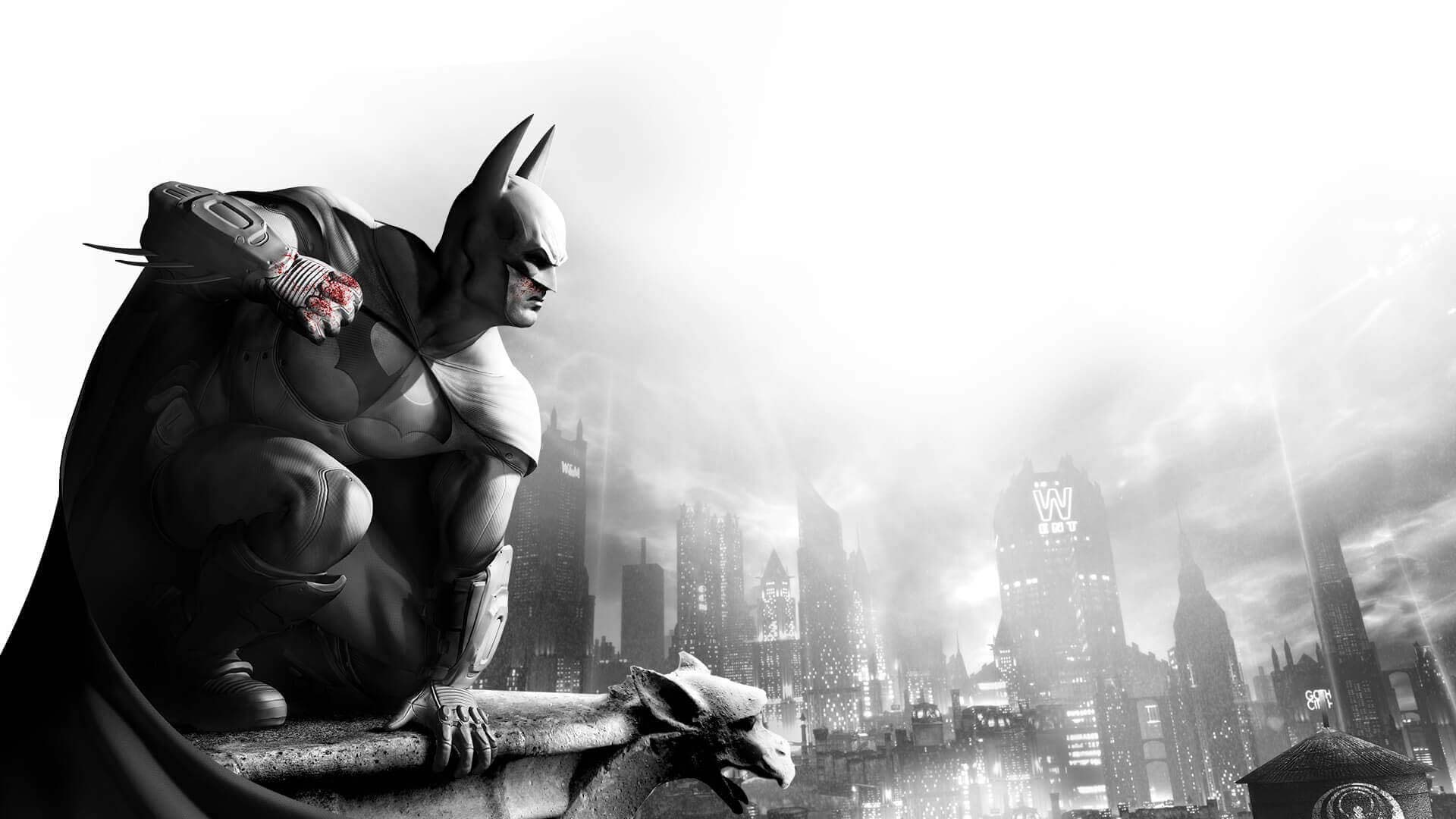 بتمن بر فراز شهر آركام در بازي Batman: Arkham City