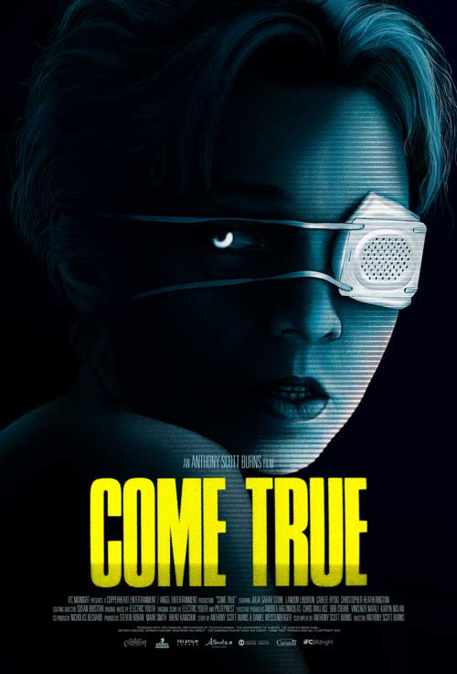 دختر با چشم عجیب و چشم بند در فیلم ترسناک Come True از سینمای کانادا