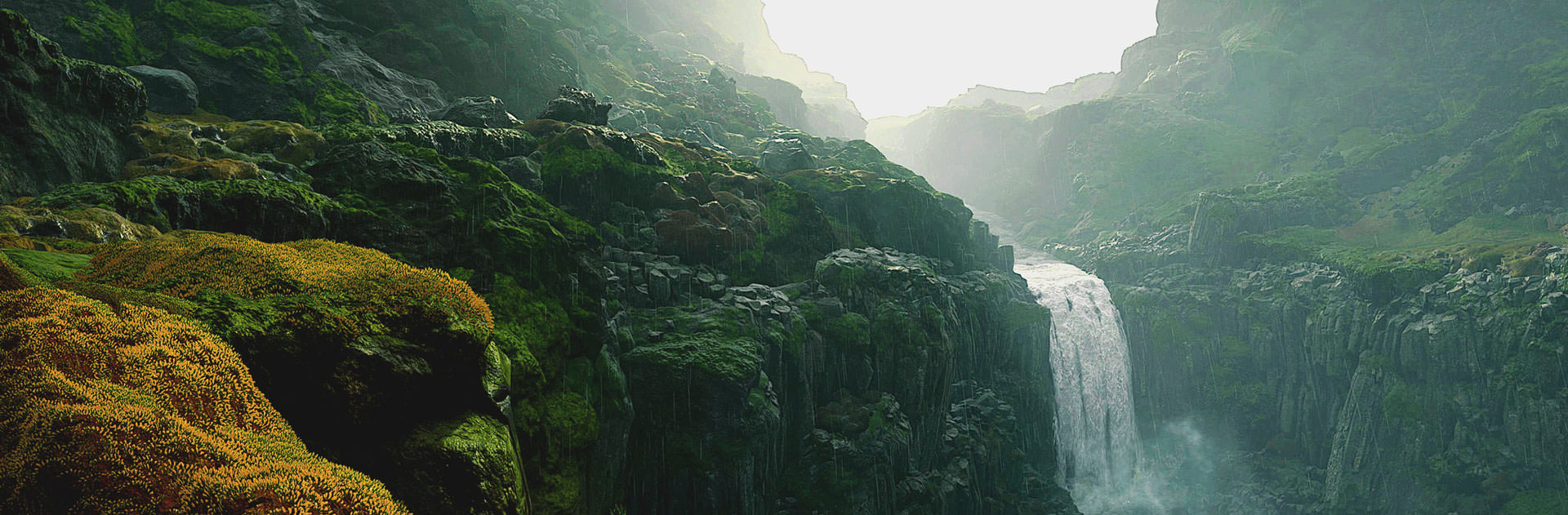 مناظر طبیعی و بسیار باورپذیر بازی Death Stranding هیدئو کوجیما با نمایش یک آبشار