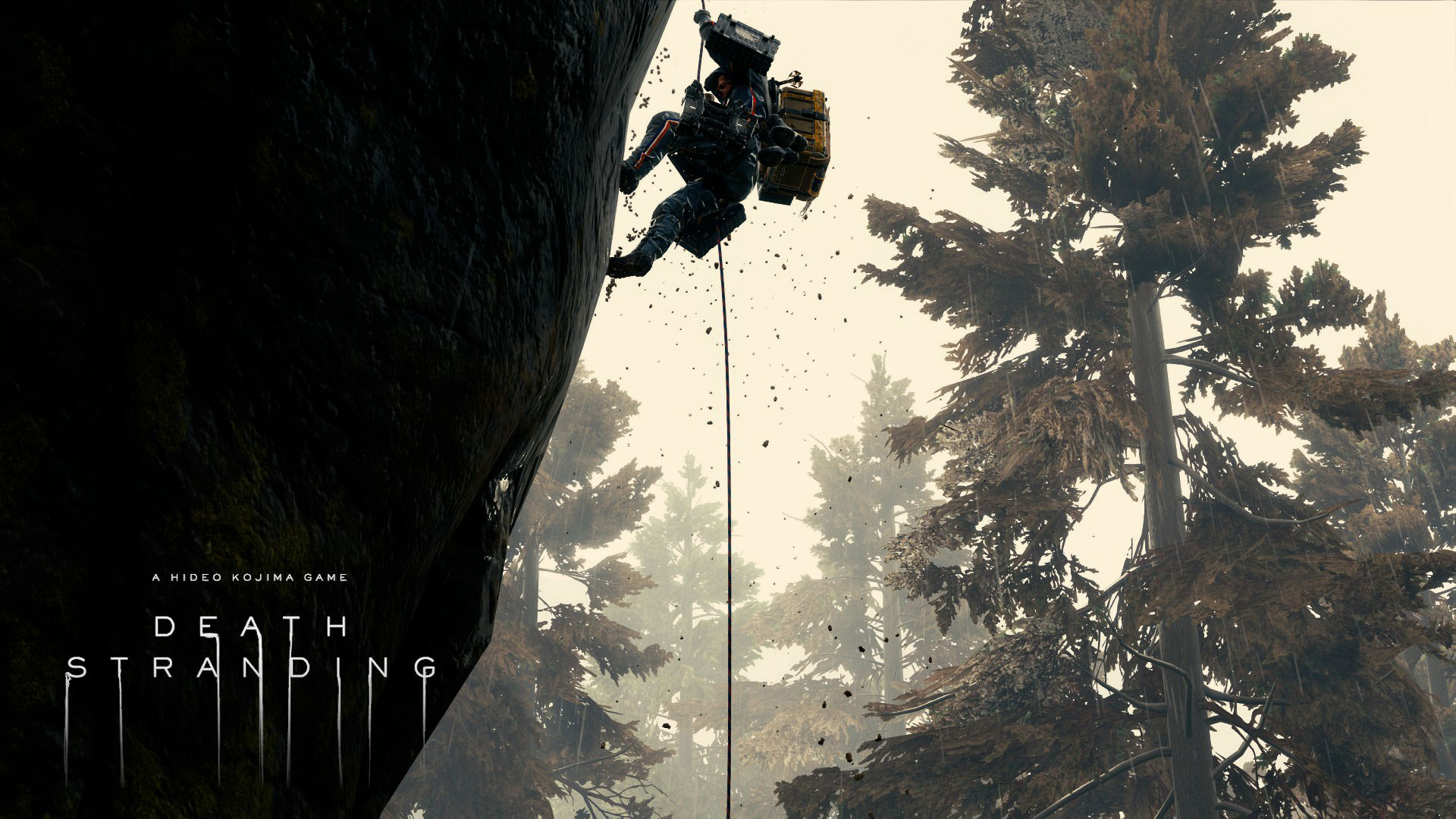 پایین آمدن نورمن ریداس با طناب از صخره در محیط جنگلی خاص بازی دث استرندینگ هیدئو کوجیما