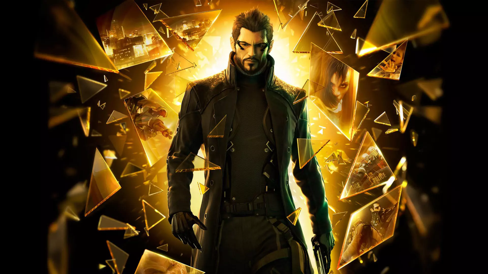 آدام جنسن در پوستر بازی Deus Ex: Human Revolution