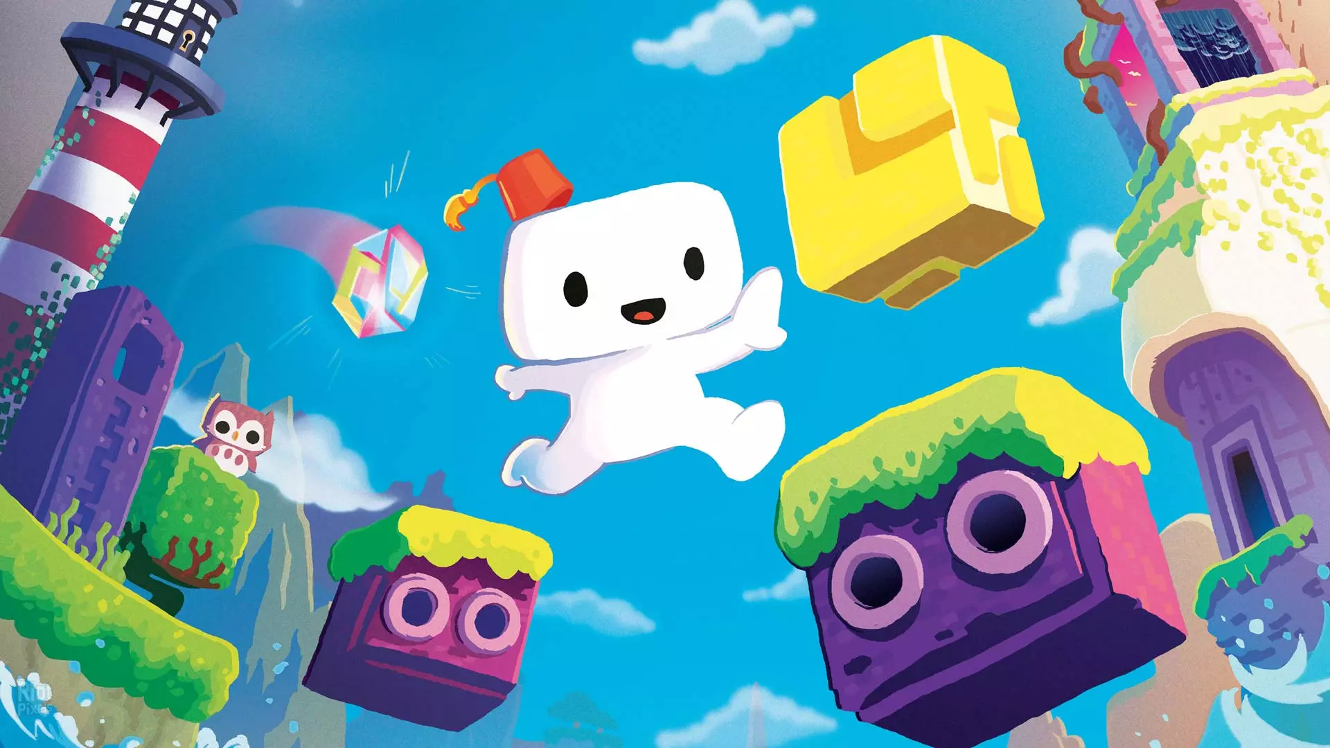 Colorful world and characters of the game Fez