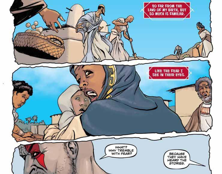 ترسیدن مردم سرزمین مصر بعد از دیدن کریتوس/خدای جنگ
