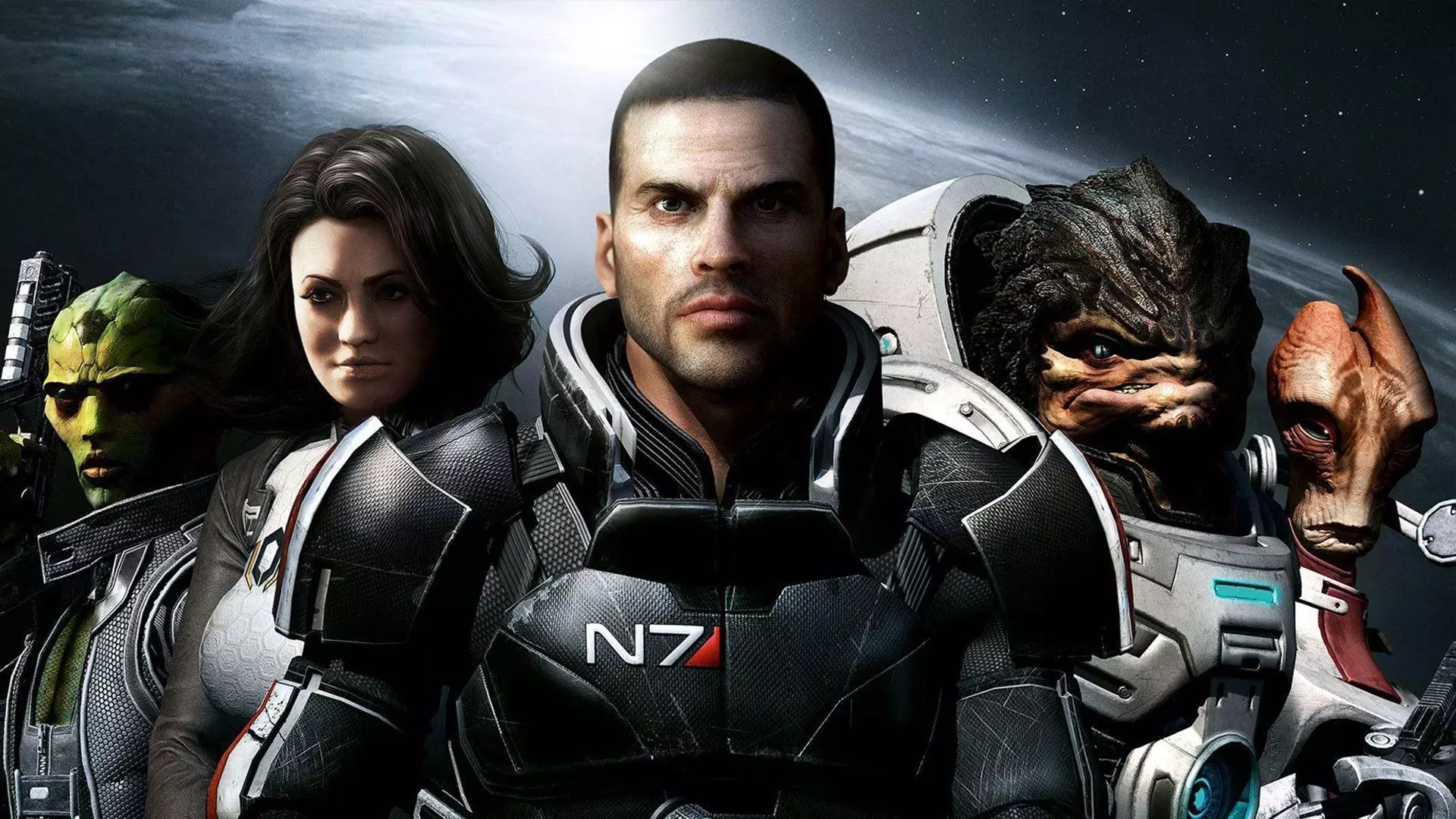 Shepherd and friends in Mass Effect 2