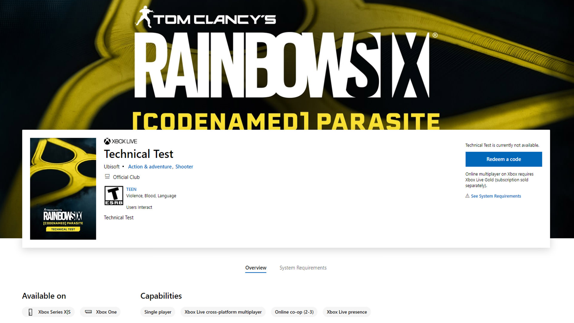 صفحه‌ تست فنی مایکروسافت درباره بازی Rainbow Six Quarantine