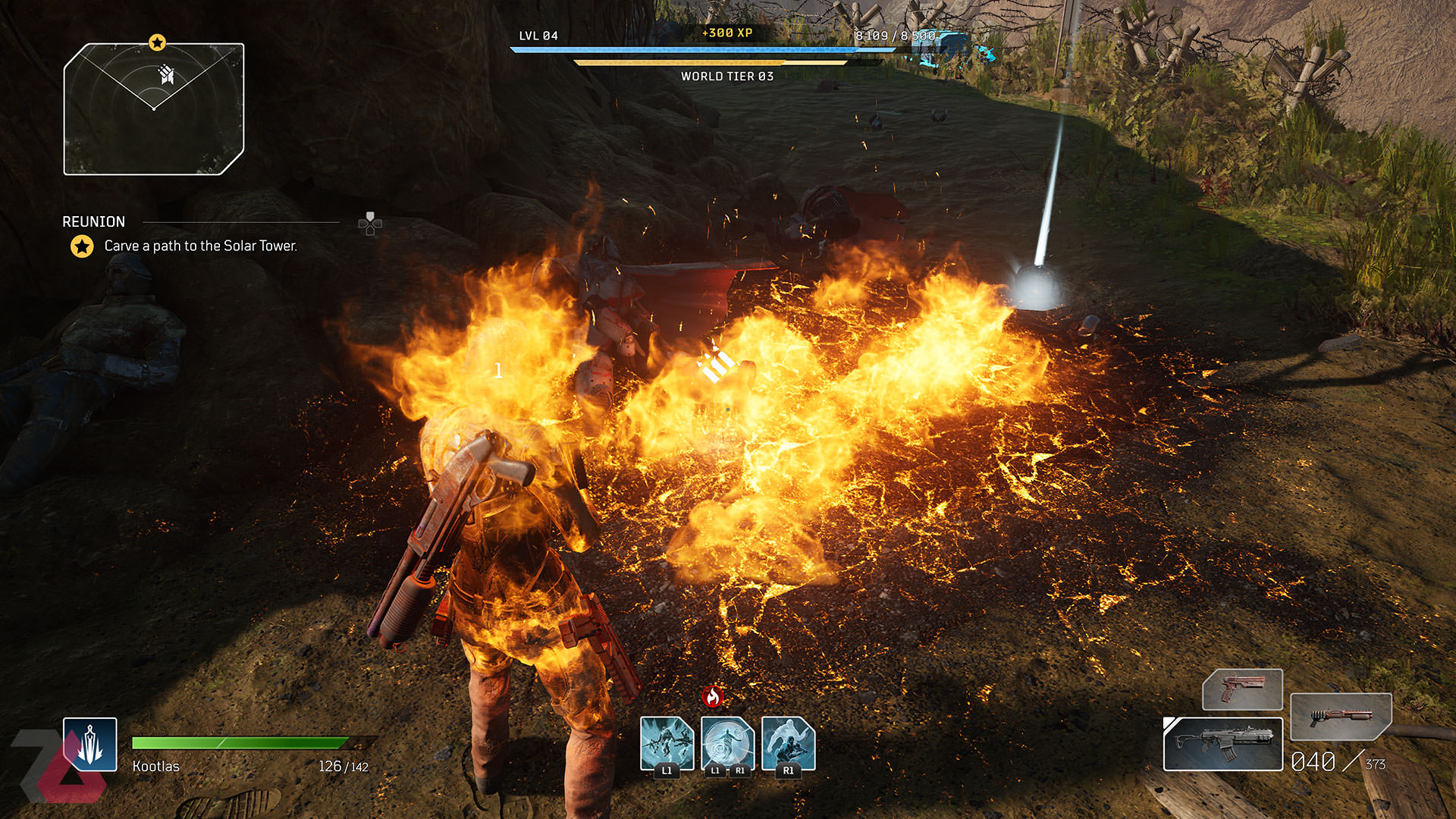 افکت آتش گرفتن بازیکن و محیط در Outriders