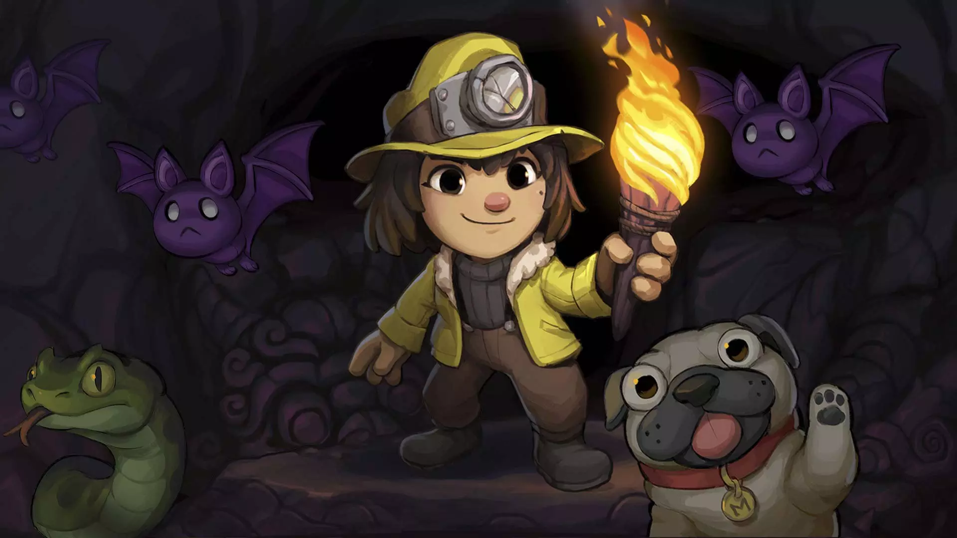 Anna with animals Game Spelunky 2