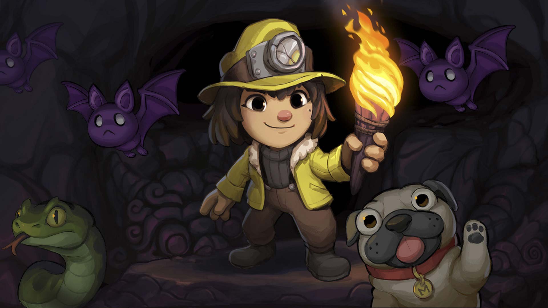 آنا در کنار حیوانات بازی Spelunky 2