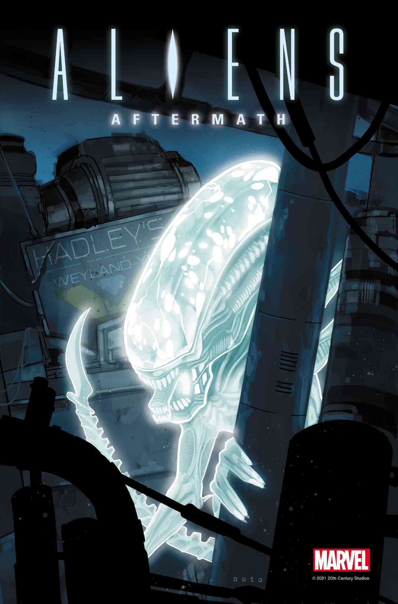 زنومورف روی جلد کتاب کمیک تک قسمتی aliens: aftermath