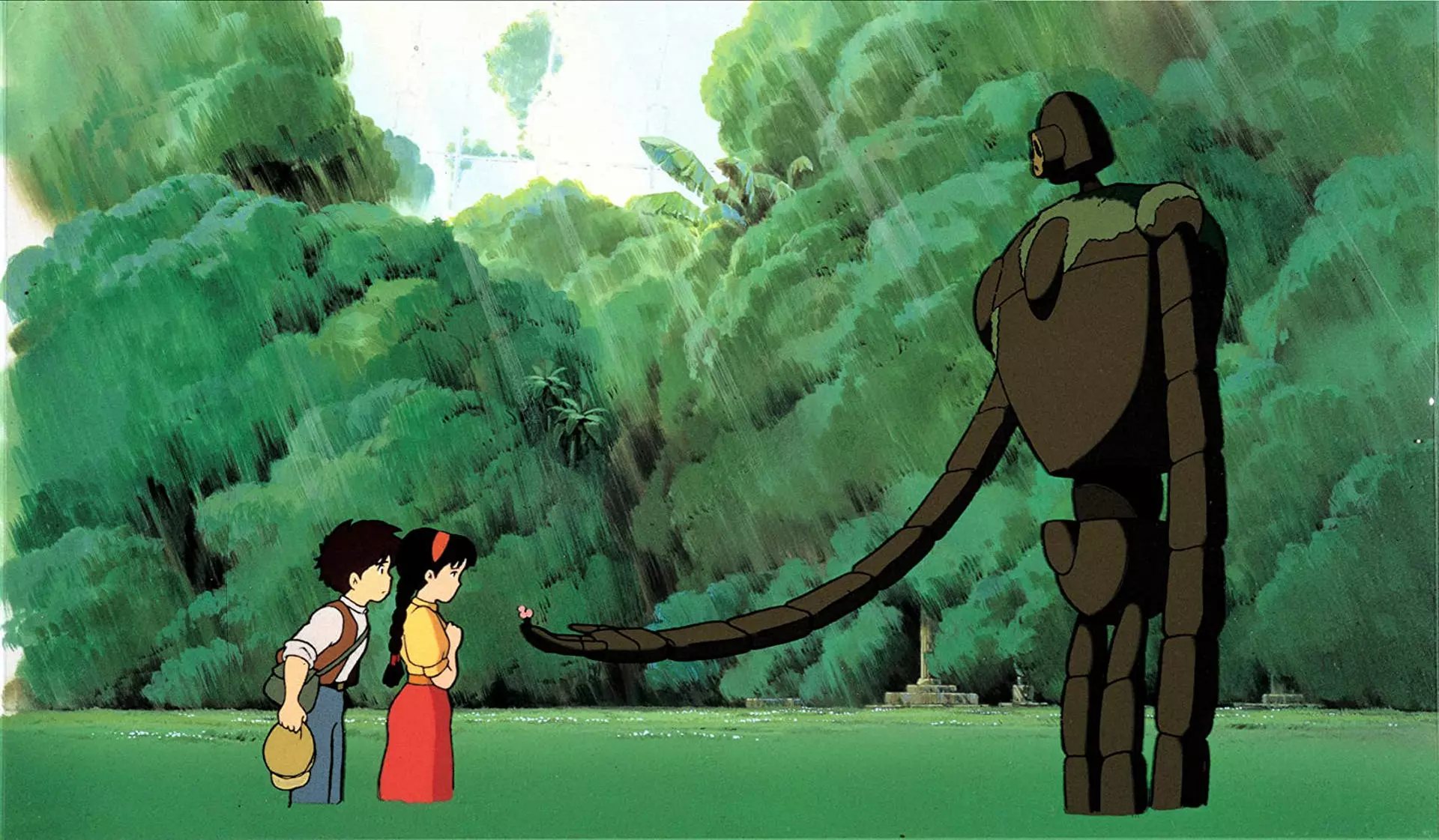 ملاقات شیتا و پازو با ربات غول‌پیکر طبیعت‌دوست در قلعه‌ی پرنده - انیمه Castle in the Sky