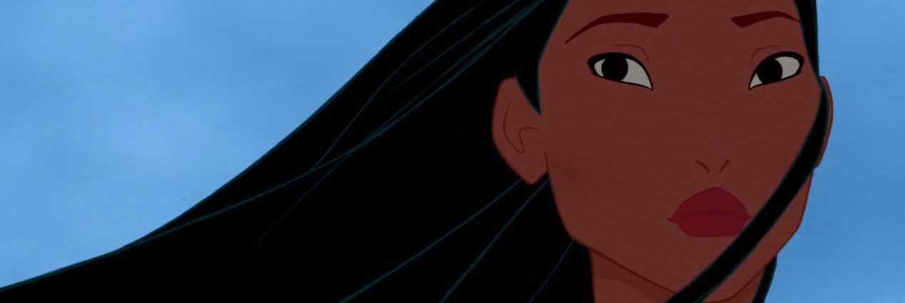 نگاه غم انگیز دختر مقابل آسمان در انیمیشن Pocahontas