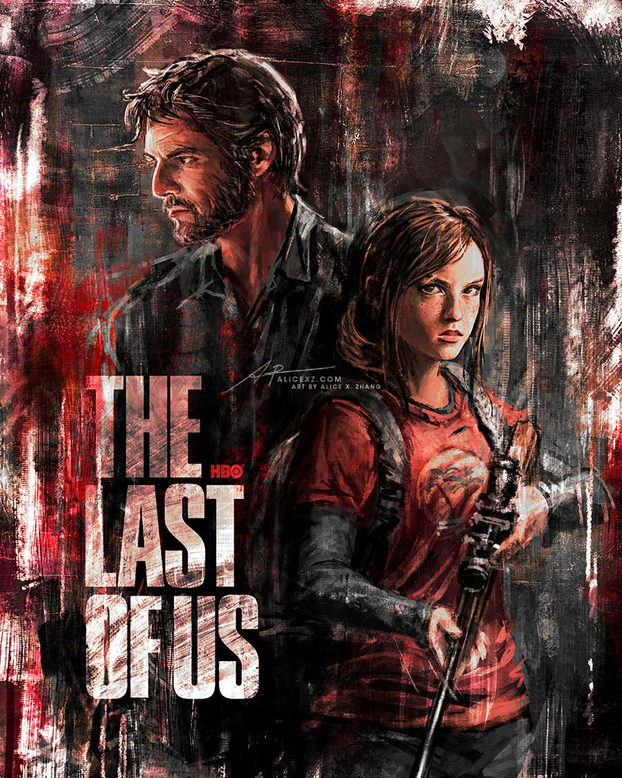 پوستر فن آرت سریال The Last of Us با حضور پدرو پاسکال، بازیگر سریال مندلورین و بلا رمزی، بازیگر سریال بازی تاج و تخت